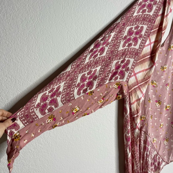 Free People American Pie Pink Patchwork Kimono Duster OS - Picture 3 of 6